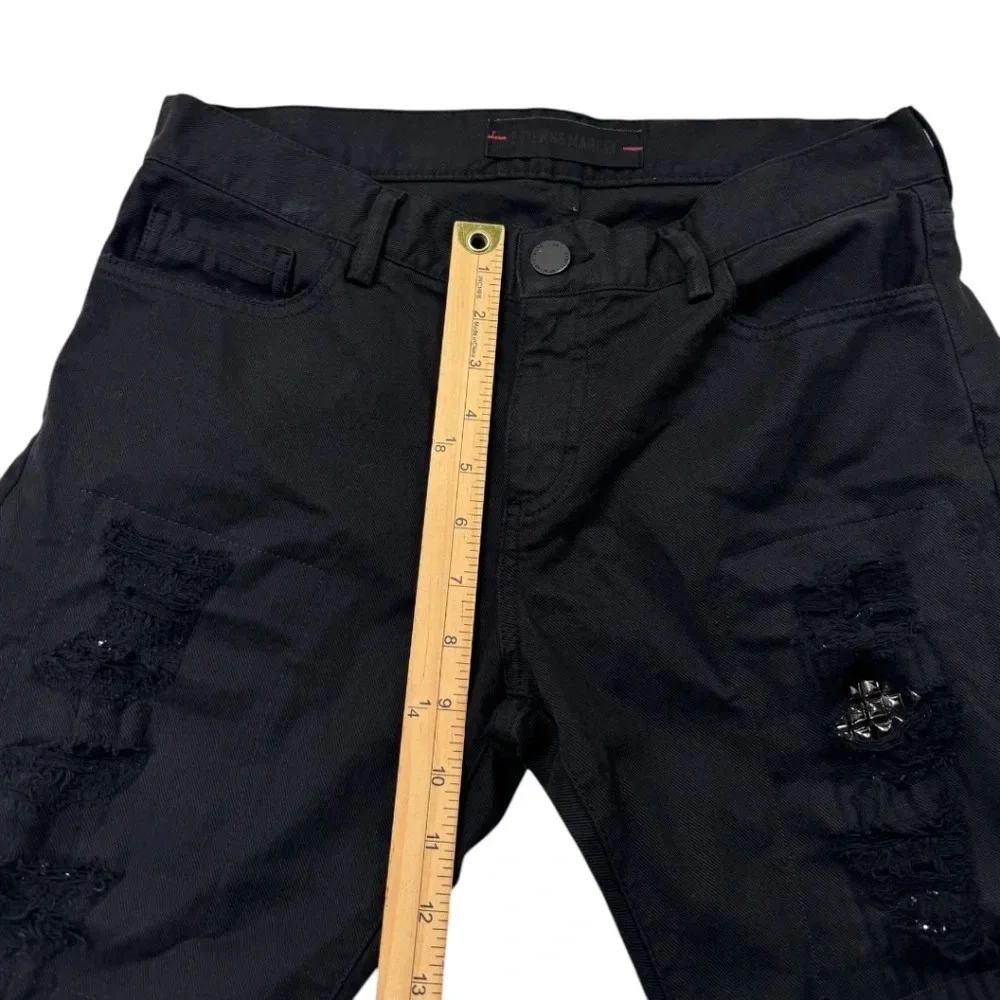 Etienne Marcel Jeans Black Distressed Skinny Denim Biker Moto studs - Picture 11 of 13